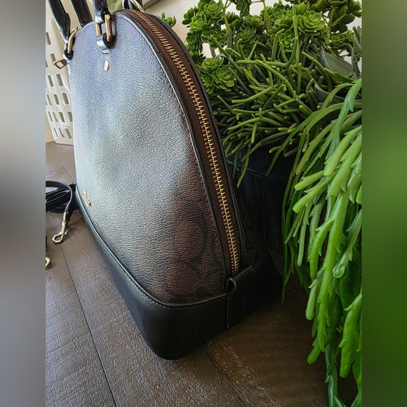 Coach Sierra Satchel In Brown Signature Coated Canvas With Black Leather Trim - Picture 7 of 13